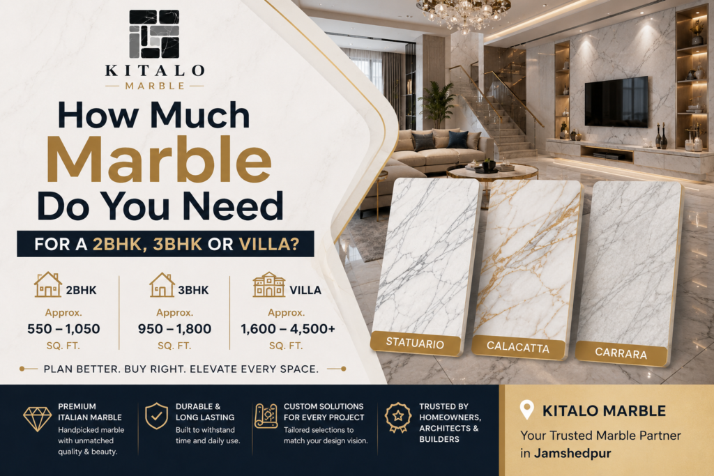 How Much Marble Do You Need for a 2BHK, 3BHK or Villa?